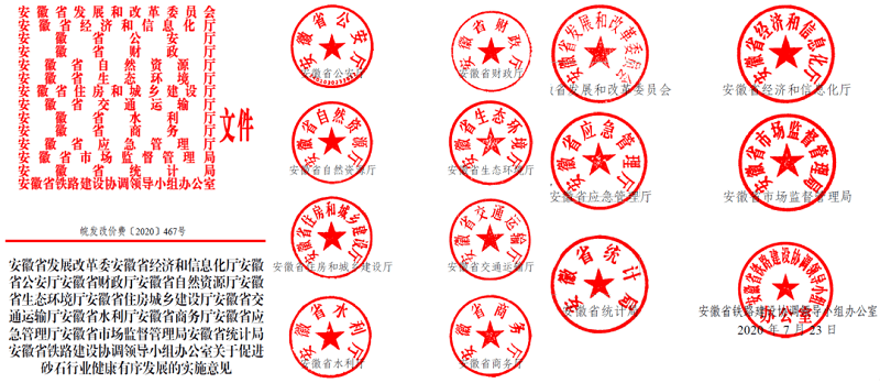 為促進(jìn)機(jī)制砂健康有序發(fā)展，安徽省發(fā)改委發(fā)布了實(shí)施方案文件